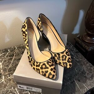 Franco Sarto leopard print leather fur shoes size 9.5
